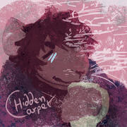 Pink toned digital artwork of anthro mouse chilling with a green mug of hot beverage